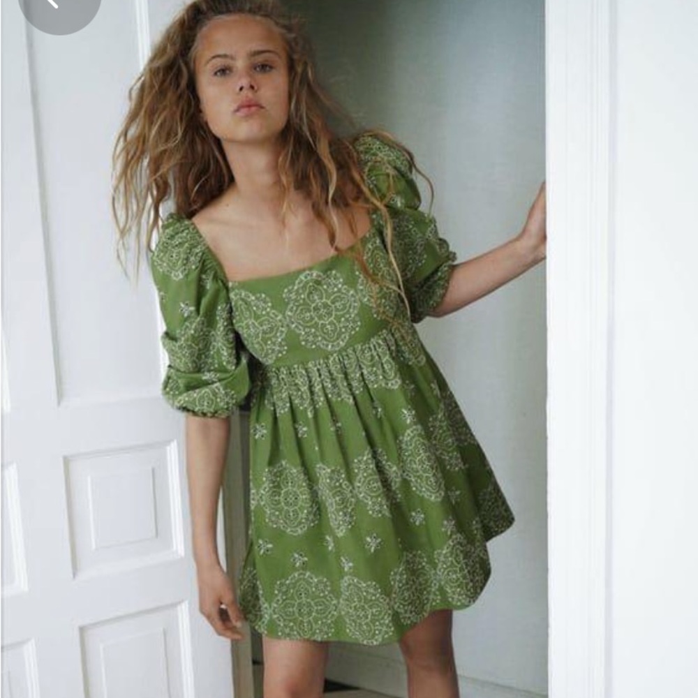 NEW ZARA OPENWORK EMBROIDERED MINI DRESS SZ LARGE